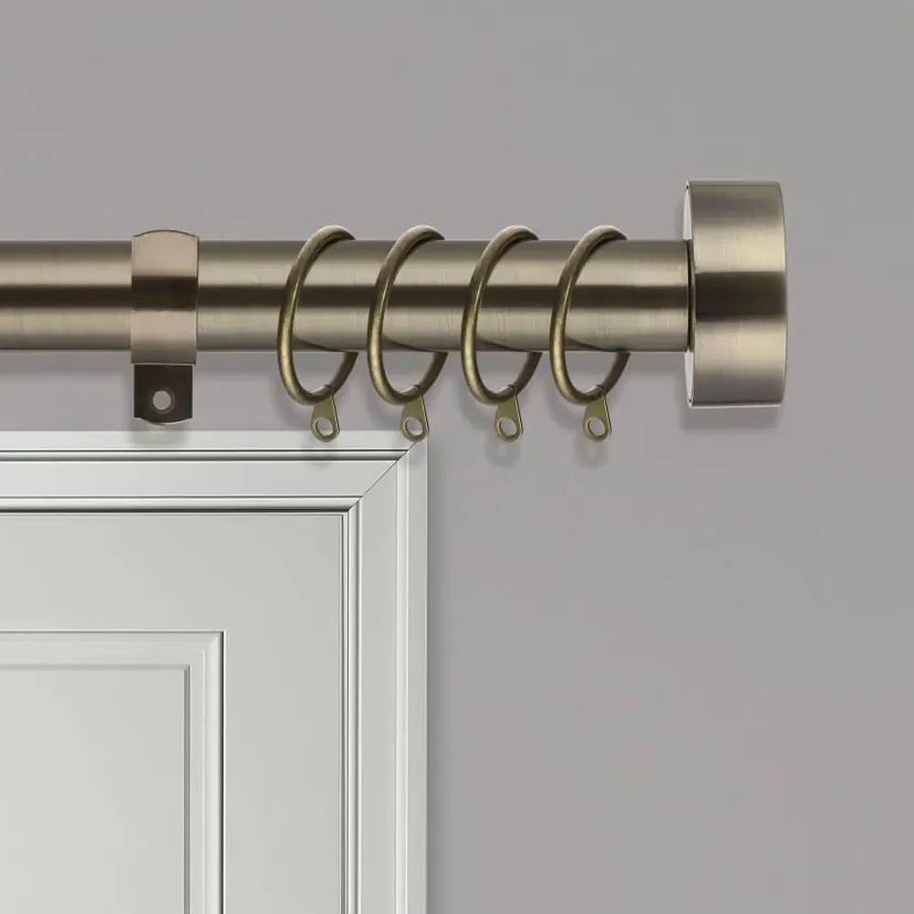 Extendable Curtain Pole with Finials - Antique Brass