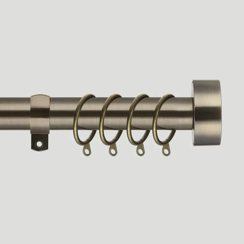 Extendable Curtain Pole with Finials - Antique Brass