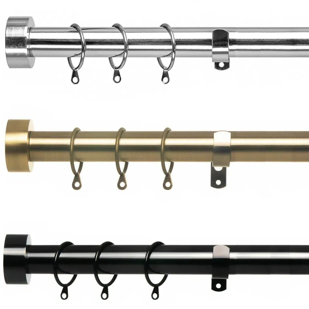 Extendable Curtain Pole with Finials - Antique Brass