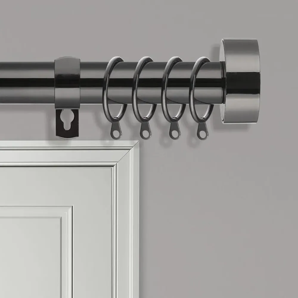 Extendable Curtain Pole with Finials - Black Nickel