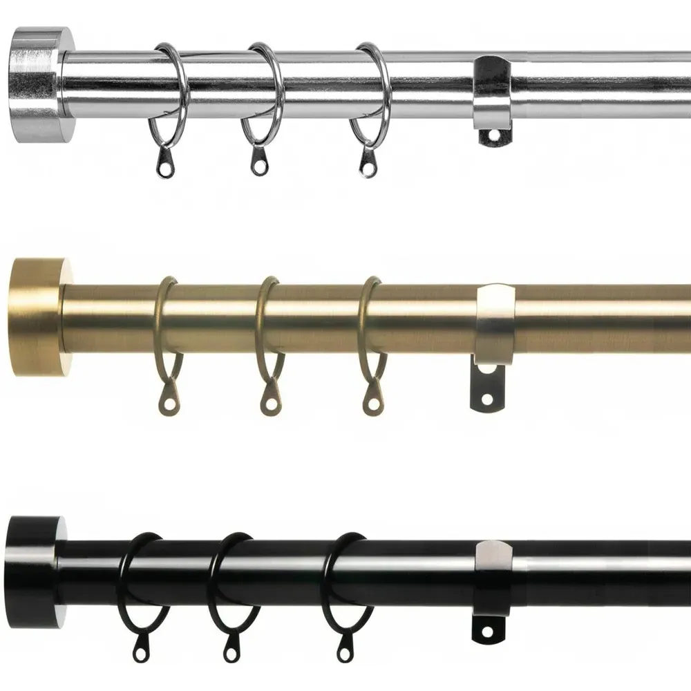 Extendable Curtain Pole with Finials - Black Nickel