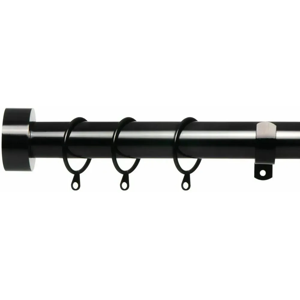 Extendable Curtain Pole with Finials - Black Nickel
