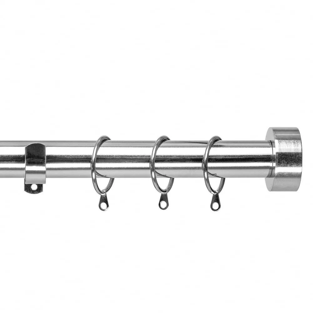 Extendable Curtain Pole with Flat Finials - Chrome image