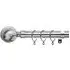 Extendable Curtain Pole with Marble Finials - Silver, Metal