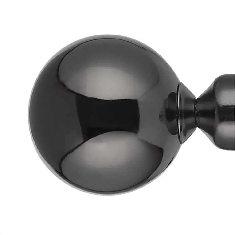 Extendable Curtain Pole with Round Finials - Black, Metal