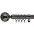 Extendable Curtain Pole with Round Finials - Black, Metal