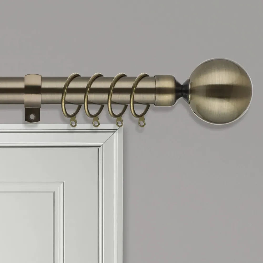 Extendable Curtain Pole with Round Finials - Gold, Metal