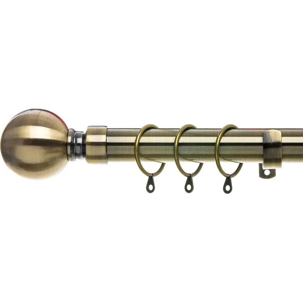 Extendable Curtain Pole with Round Finials - Gold, Metal