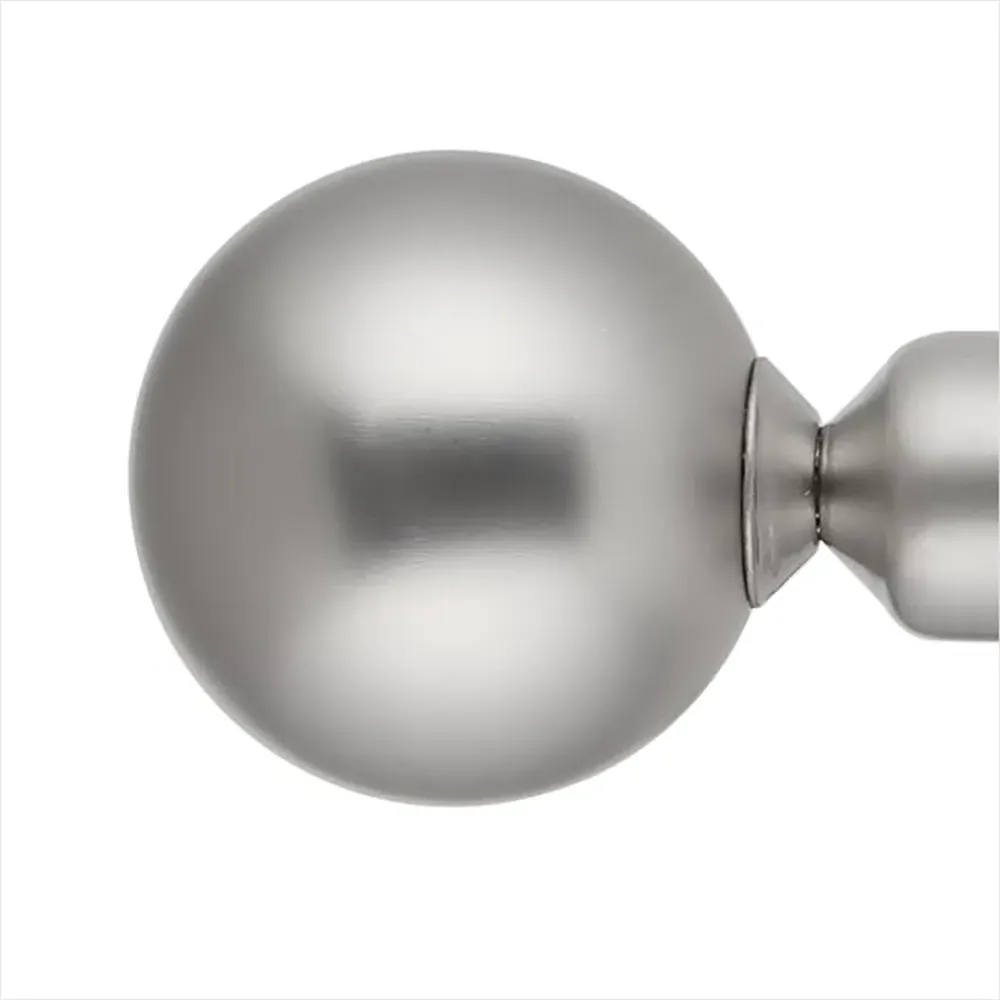 Extendable Curtain Pole with Round Finials - Silver, Metal