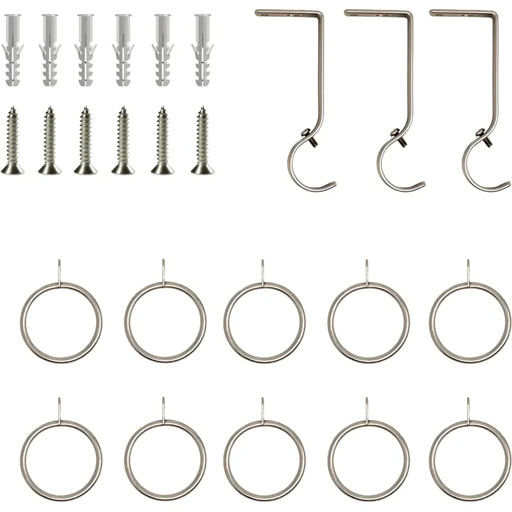 Extendable Curtain Pole with Round Finials - Silver, Metal