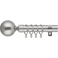 Extendable Curtain Pole with Round Finials - Silver, Metal