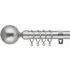 Extendable Curtain Pole with Round Finials - Silver, Metal