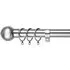 Extendable Curtain Pole with Round Finials - Silver, Metal