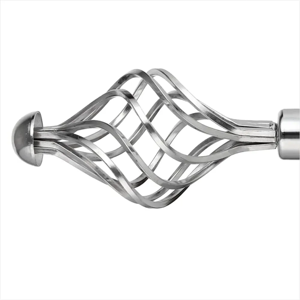 Extendable Curtain Pole with Spiral Crystal Finials - Chrome