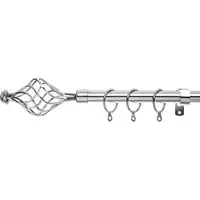 Extendable Curtain Pole with Spiral Crystal Finials - Chrome
