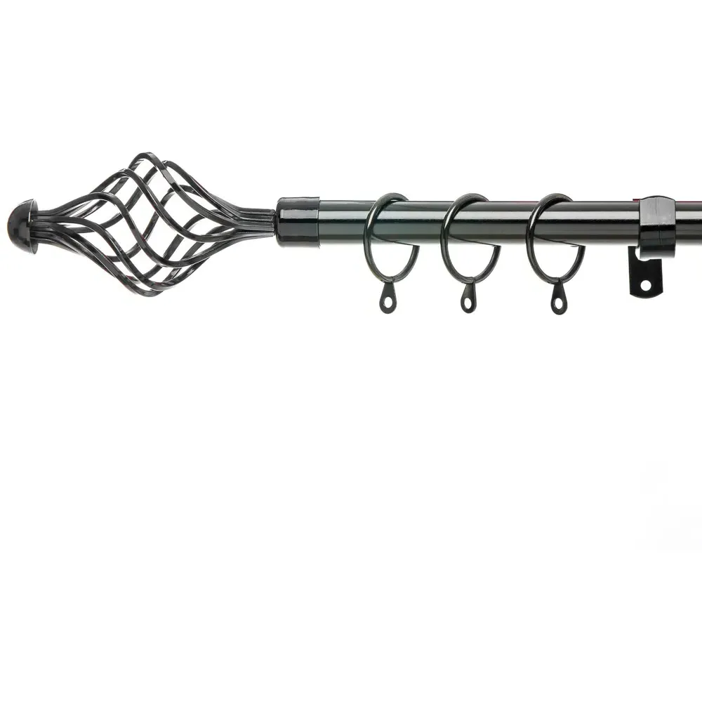 Extendable Spiral Crystal Curtain Pole - Black Nickel image