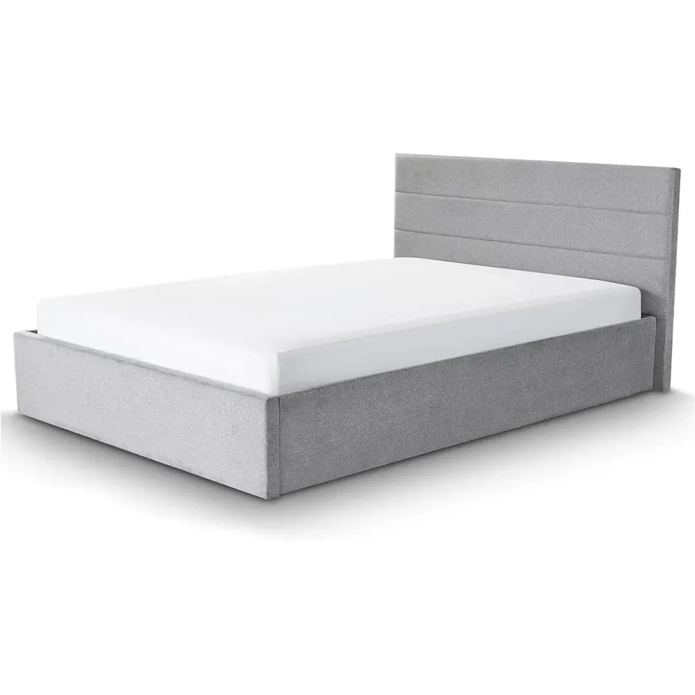 King Size Bed Frame with Storage - Grey, Linen
