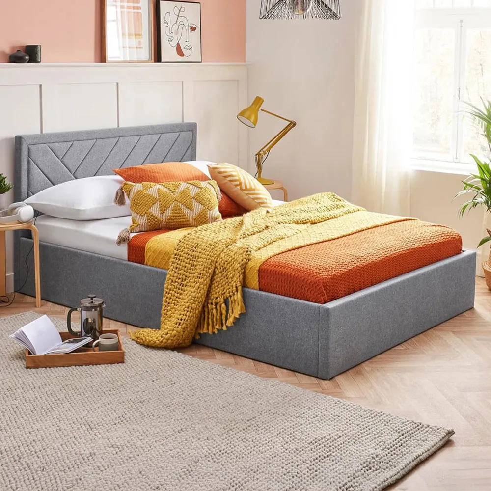 King Size Bed Frame with Storage - Grey