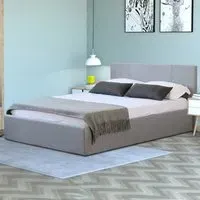 King Size Ottoman Bed with Storage - Grey, Linen