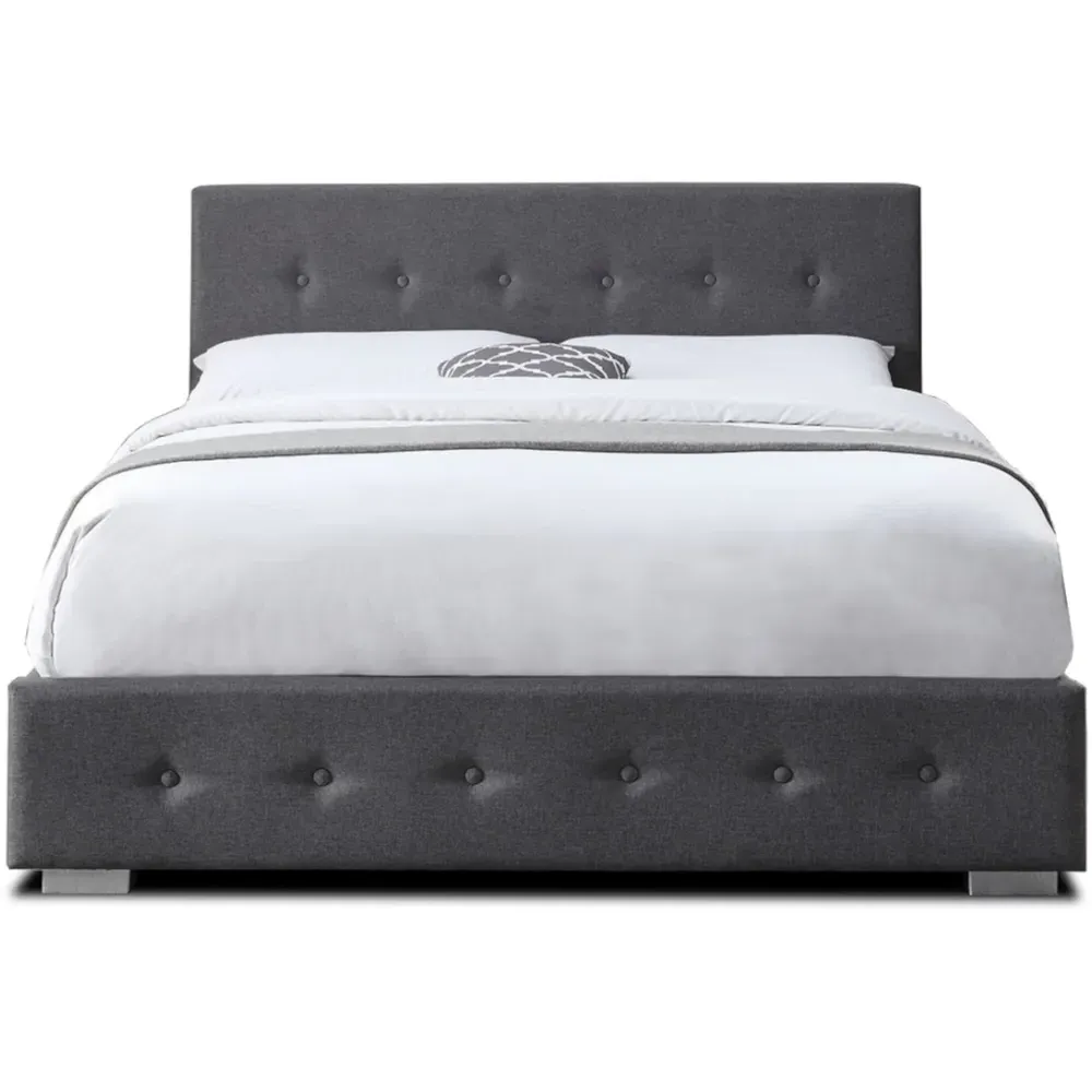 King Size Ottoman Bed with Storage - Grey, Linen