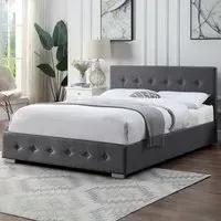 King Size Ottoman Bed with Storage - Grey, Linen