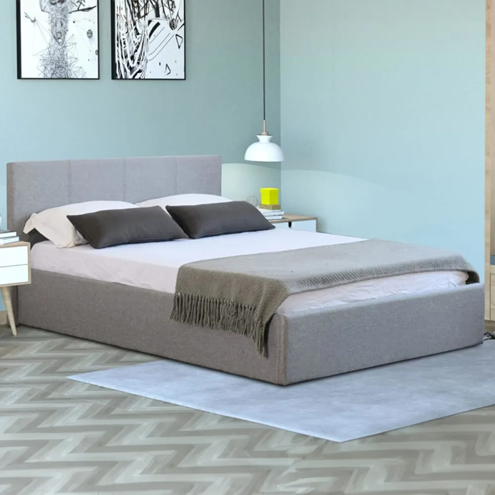 King Size Ottoman Bed with Storage - Grey, Linen