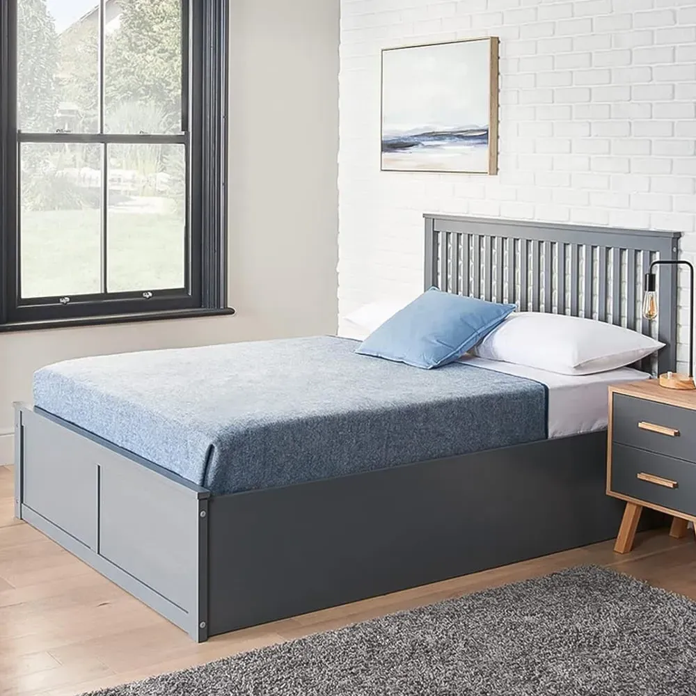 King Size Ottoman Bed with Storage - Grey, Wood