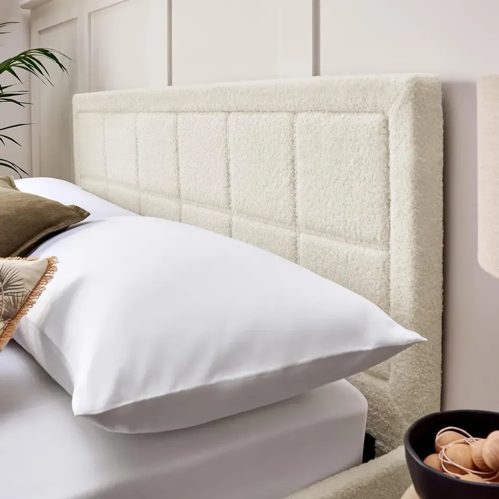 King Size Ottoman Storage Bed with Gas Lift - White, Boucle