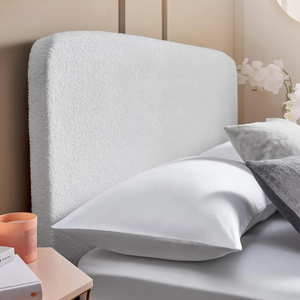 King Size Ottoman Storage Bed with Mattress - White, Boucle