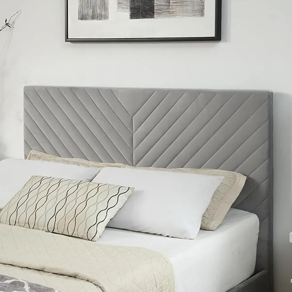 King Size Ottoman TV Bed with Storage - Grey, Velvet