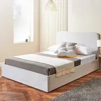 King Size Velvet Ottoman Bed with Storage - Grey