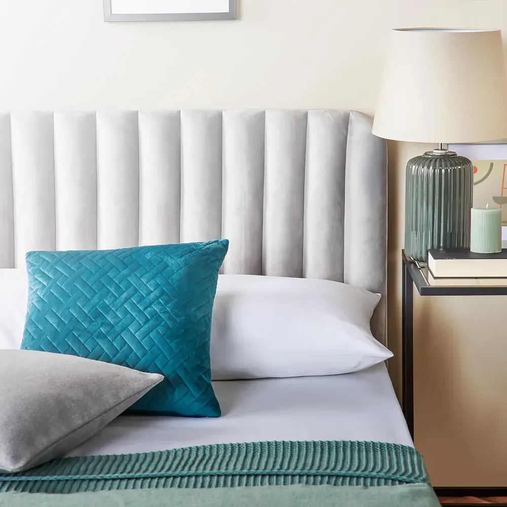 King Size Velvet Ottoman Bed with Storage - Grey