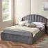 King Size Winged Headboard Ottoman Storage Bed Frame - Grey, Velvet