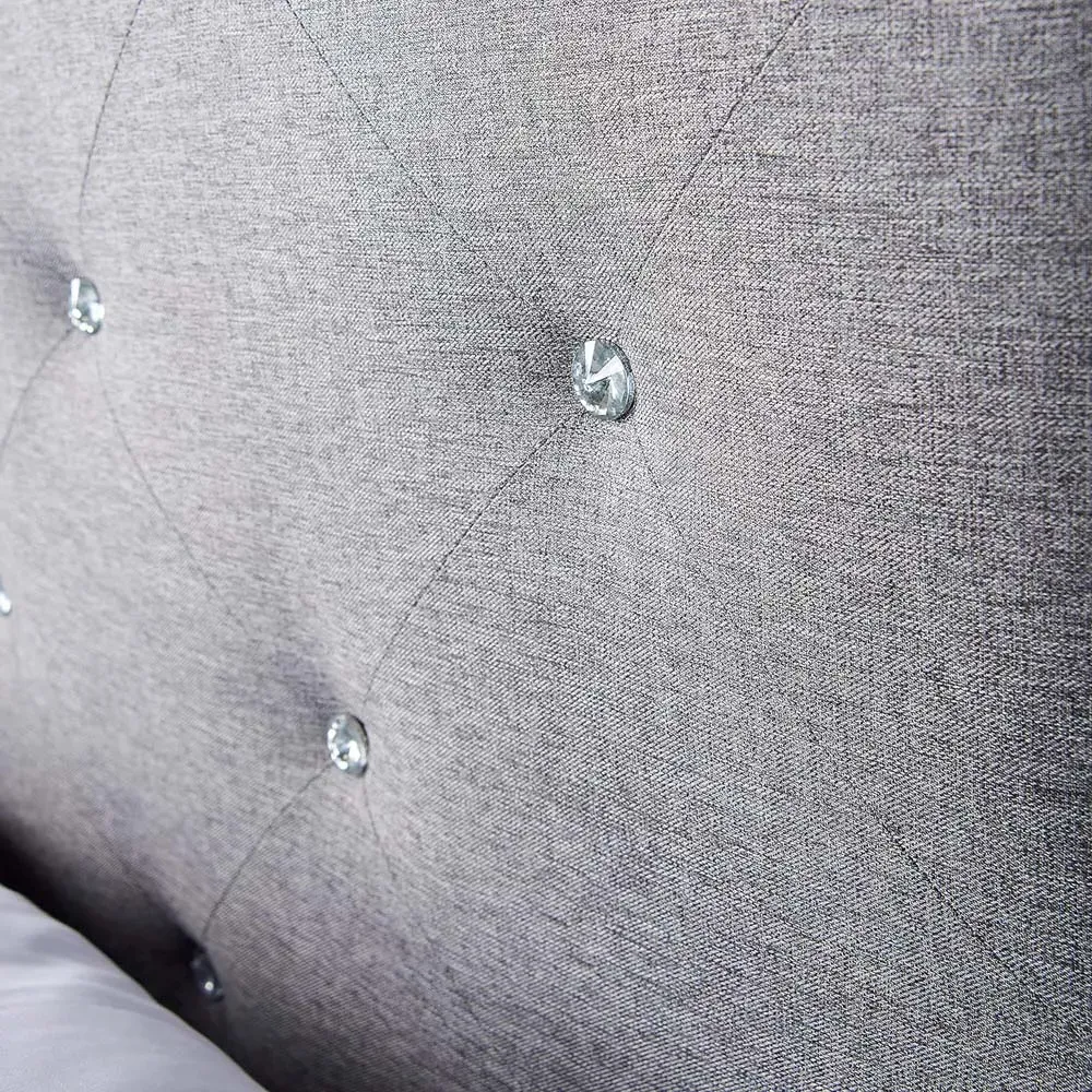 Single Crystal Ottoman Bed with Storage - Grey, Linen