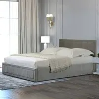 Single Ottoman Bed Frame with Storage - Grey, Velvet