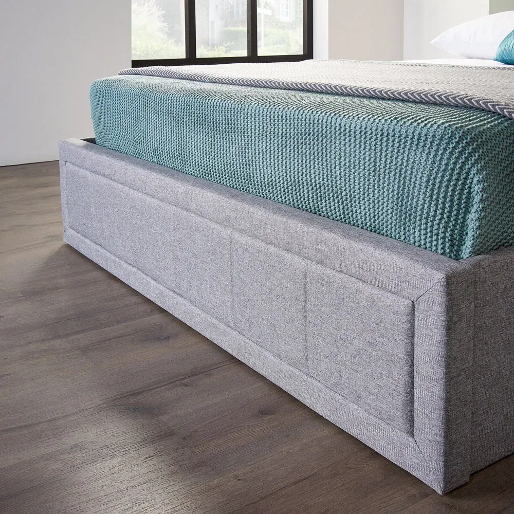 Single Ottoman Bed with Storage - Grey, Linen
