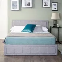 Single Ottoman Bed with Storage - Grey, Linen
