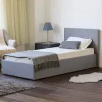 Single Ottoman Bed with Storage - Grey, Linen