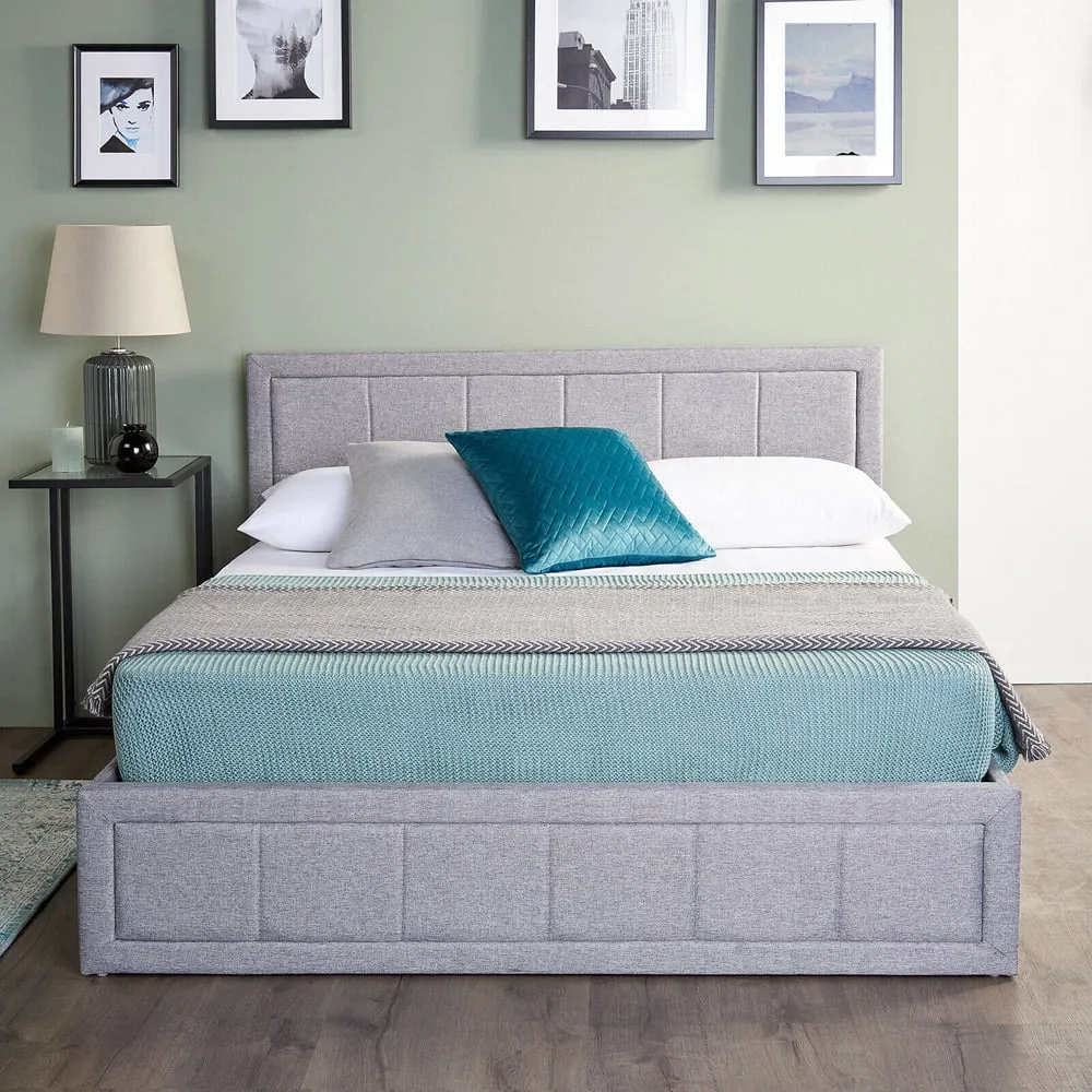 Single Ottoman Bed with Storage - Grey, Linen
