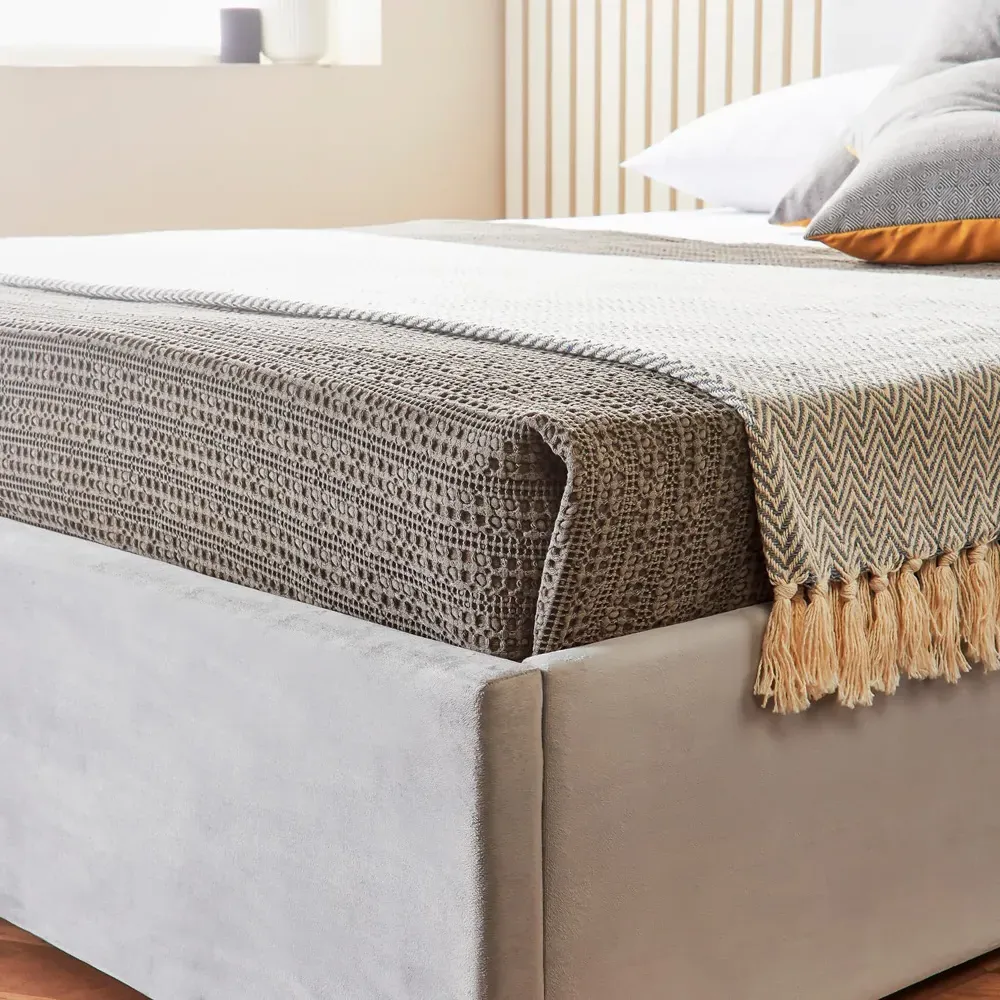 Single Ottoman Bed with Storage - Grey, Velvet