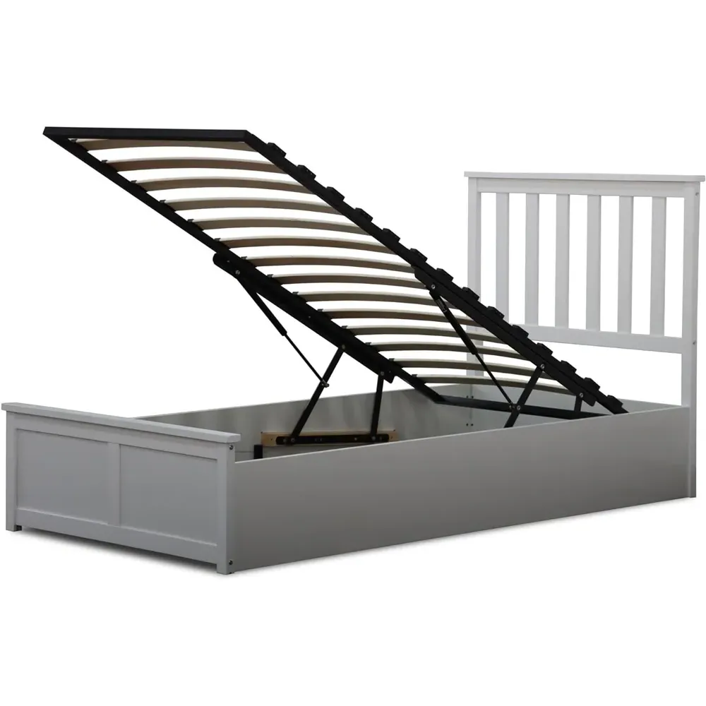 Single Ottoman Bed with Storage - White, Wood