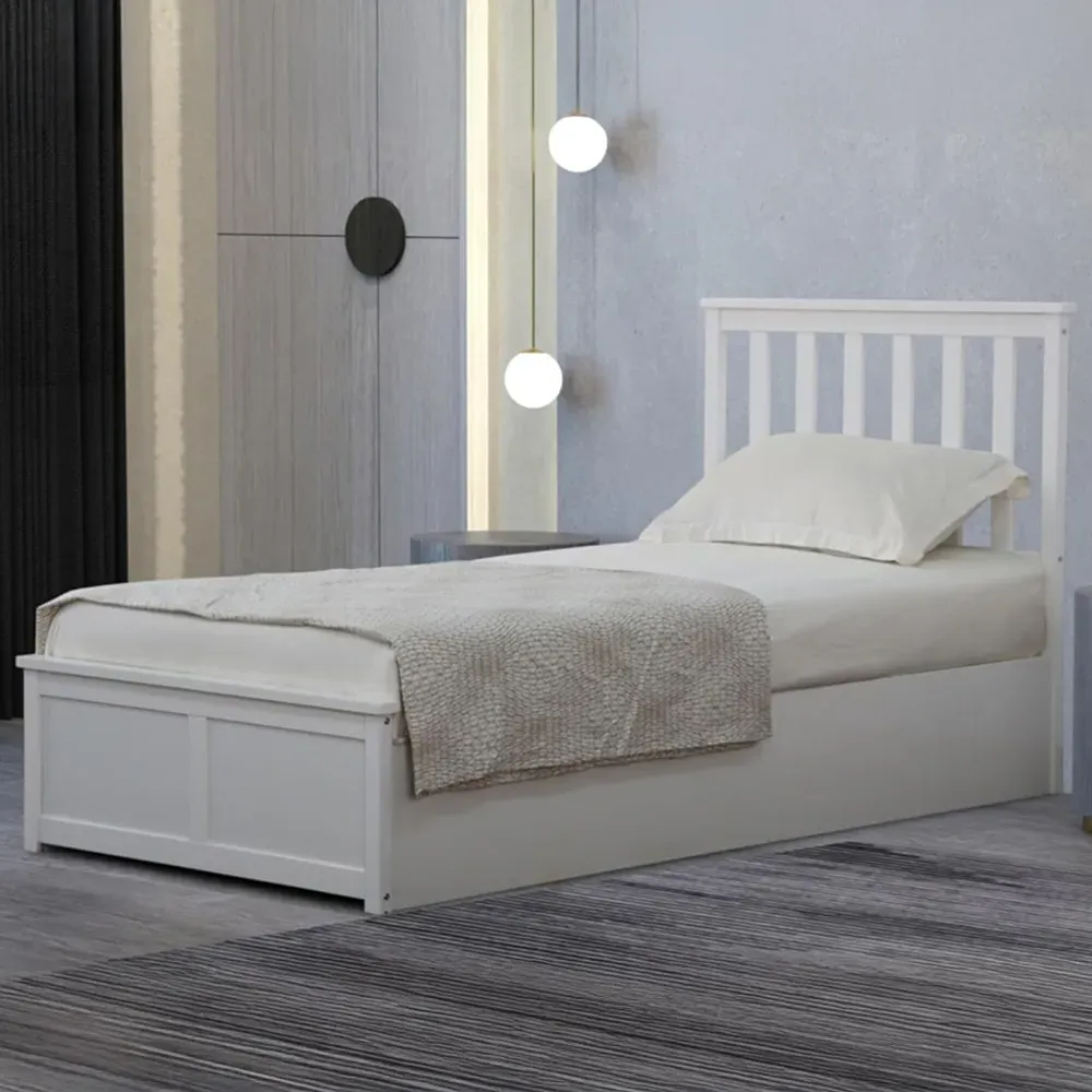 Single Ottoman Bed with Storage - White, Wood