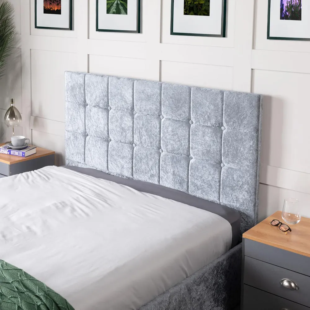 Single Ottoman Storage Bed - Silver, Crushed Velvet