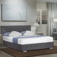 Single Ottoman Storage Bed with Mattress - Grey, Linen