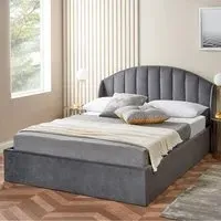 Single Velvet Winged Headboard Ottoman Storage Bed Frame - Grey