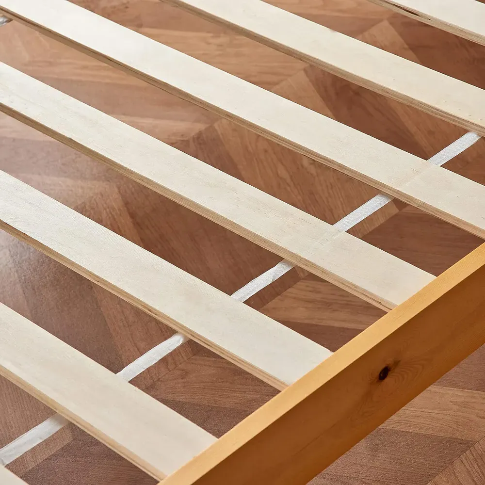 Single Wooden Bed Frame with Mattress - Brown, Pine