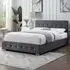 Small Double Ottoman Bed with Storage - Dark Grey, Linen