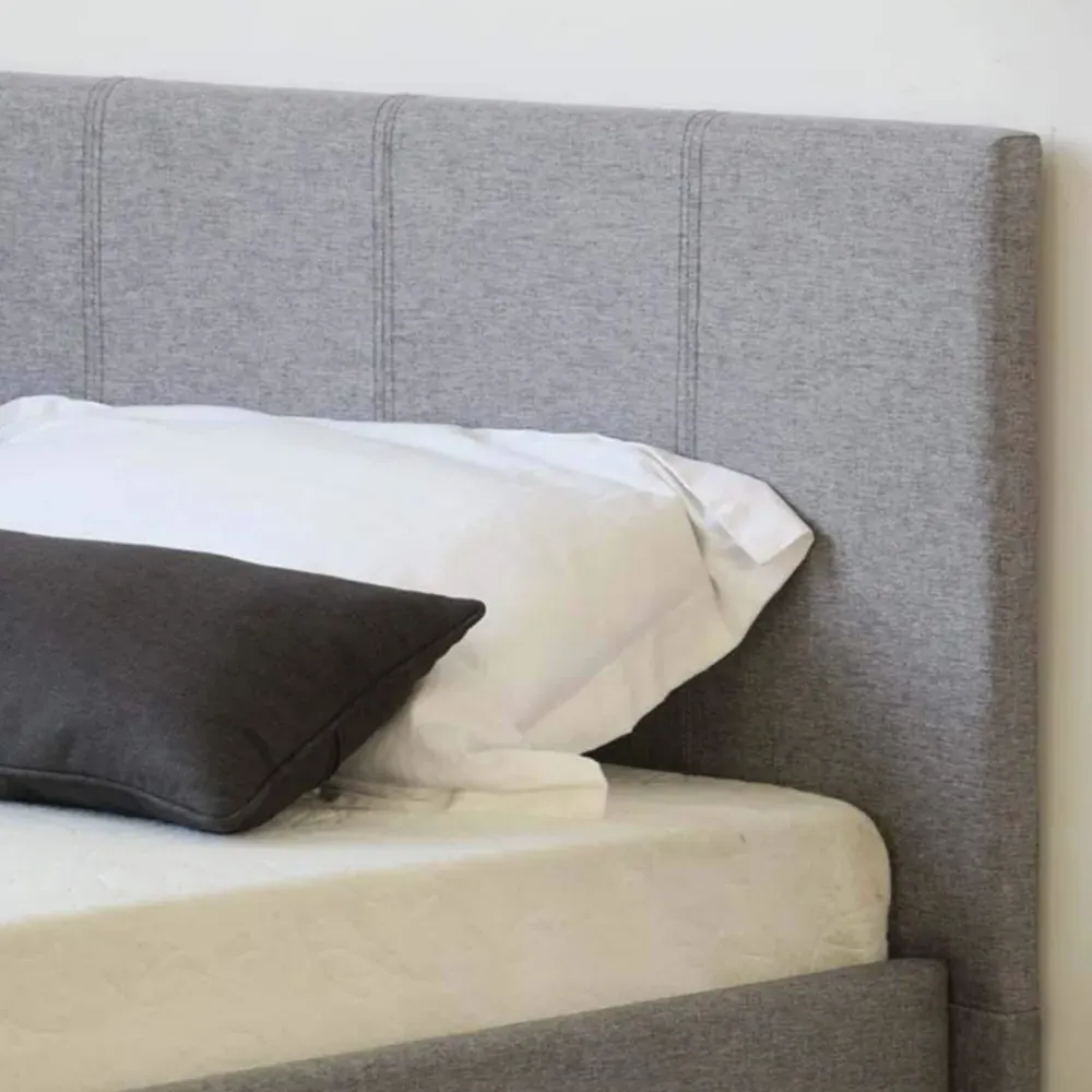 Small Double Ottoman Bed with Storage - Grey, Linen