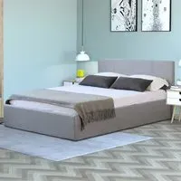 Small Double Ottoman Bed with Storage - Grey, Linen