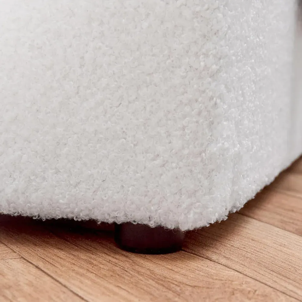 Small Double Ottoman Storage Bed with Gas Lift - White, Boucle